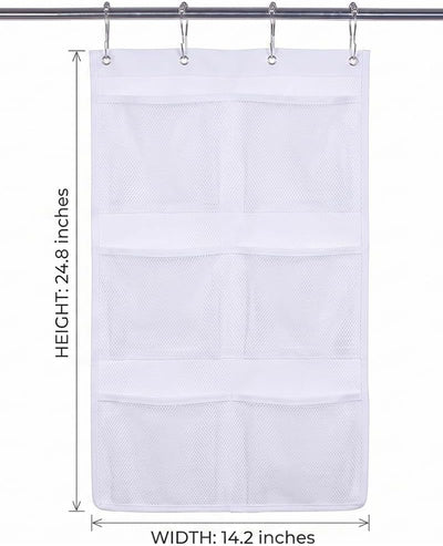 Organiz. ducha malla 6 bolsillos baño color blanco