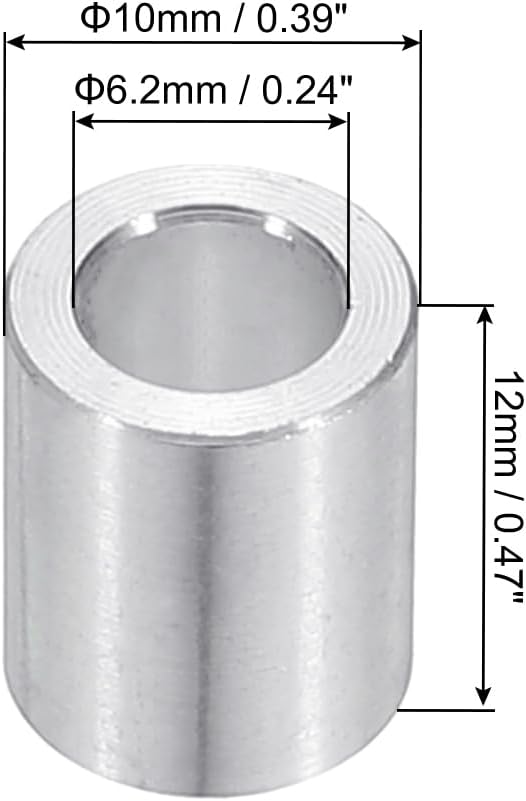 Espaciadores M6 aluminio redondos 1/4x3/8 sin roscar