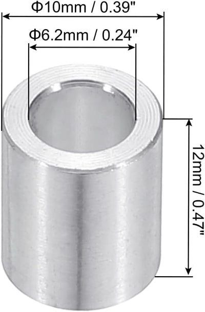 Espaciadores M6 aluminio redondos 1/4x3/8 sin roscar