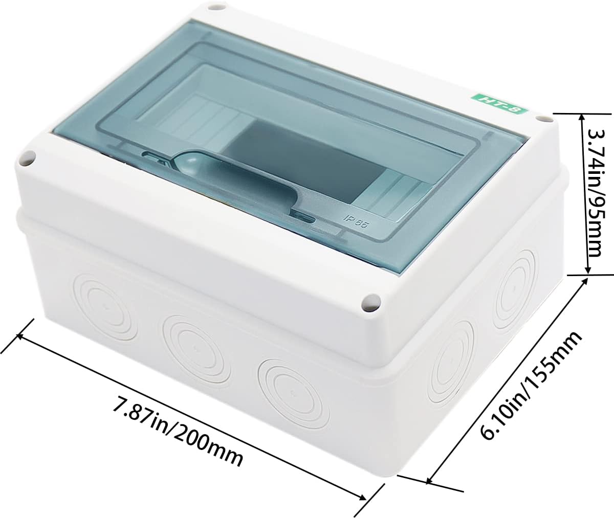 Caja eléctrica IP65 cubierta transparente ABS 8 vías