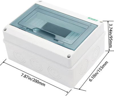 Caja eléctrica IP65 cubierta transparente ABS 8 vías