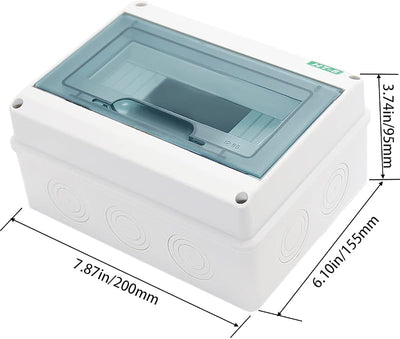 Caja eléctrica IP65 cubierta transparente ABS 8 vías