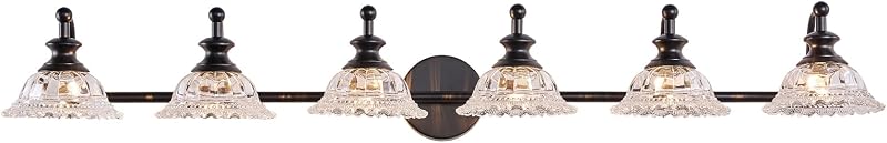 Luz de tocador estilo granja 6 luces negra