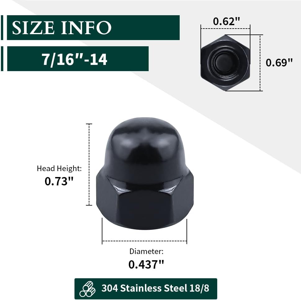Tuercas hex 7/16-14 acero inox 20uds