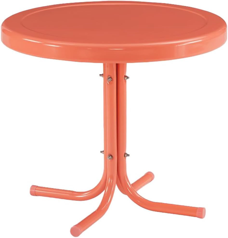 Mesa lateral exterior metal retro brillo coral