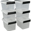 6 Cajas Plástico Transparente 2.5qt con Asa Almacenamiento