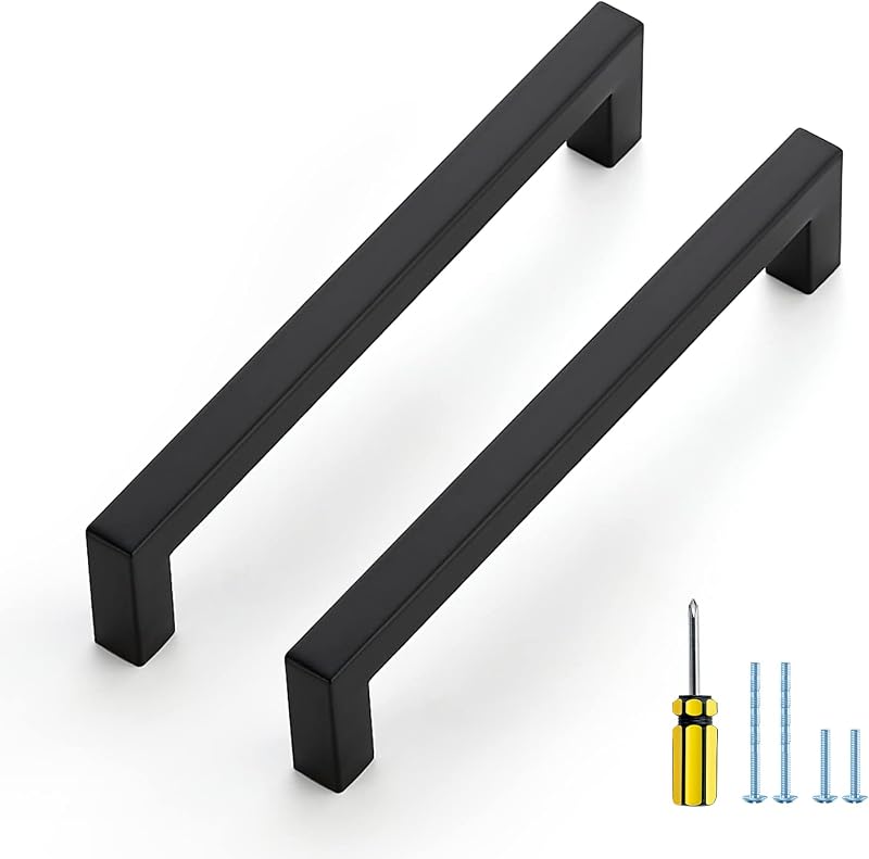 20 Tiradores Cuadrados Cocina 6.25" Negro Mate