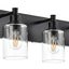 Lámpara baño negro sobre espejo 5 luces vidrio transparente