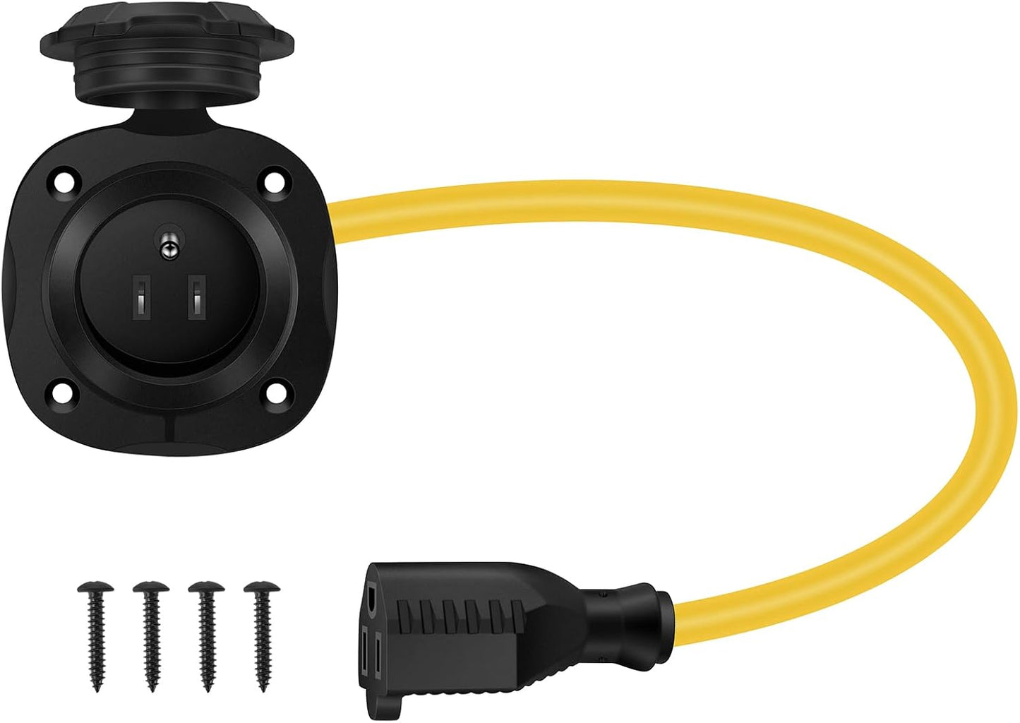 Enchufe CA 15A 125V RV con cable extensión caja amarilla