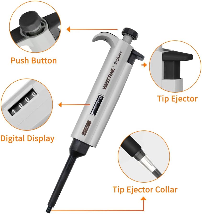 Pipeta ajustable 10-100μl para laboratorio