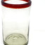 Vasos vidrio reciclado 14oz sin plomo borde rojo rubí set 6
