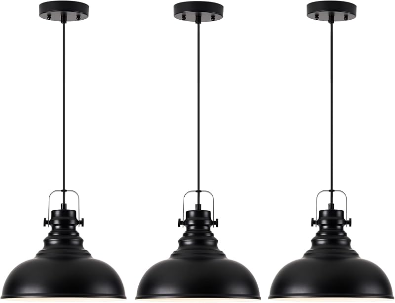 Lámpara colgante industrial ajustable E26 negro