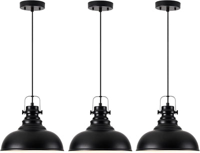 Lámpara colgante industrial ajustable E26 negro
