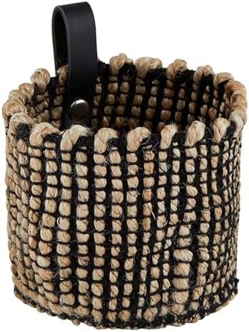 Cesta yute tejida decoración hogar 4x4" negro/natural