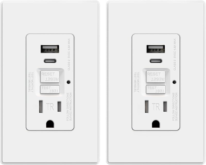 Salida GFCI con puertos USB 24 W certificada