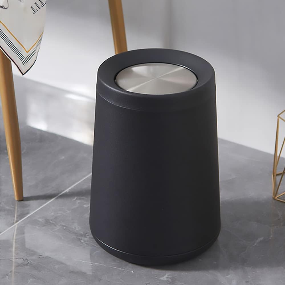 Cubo basura latón 8L tapa oscilante baño dormitorio negro