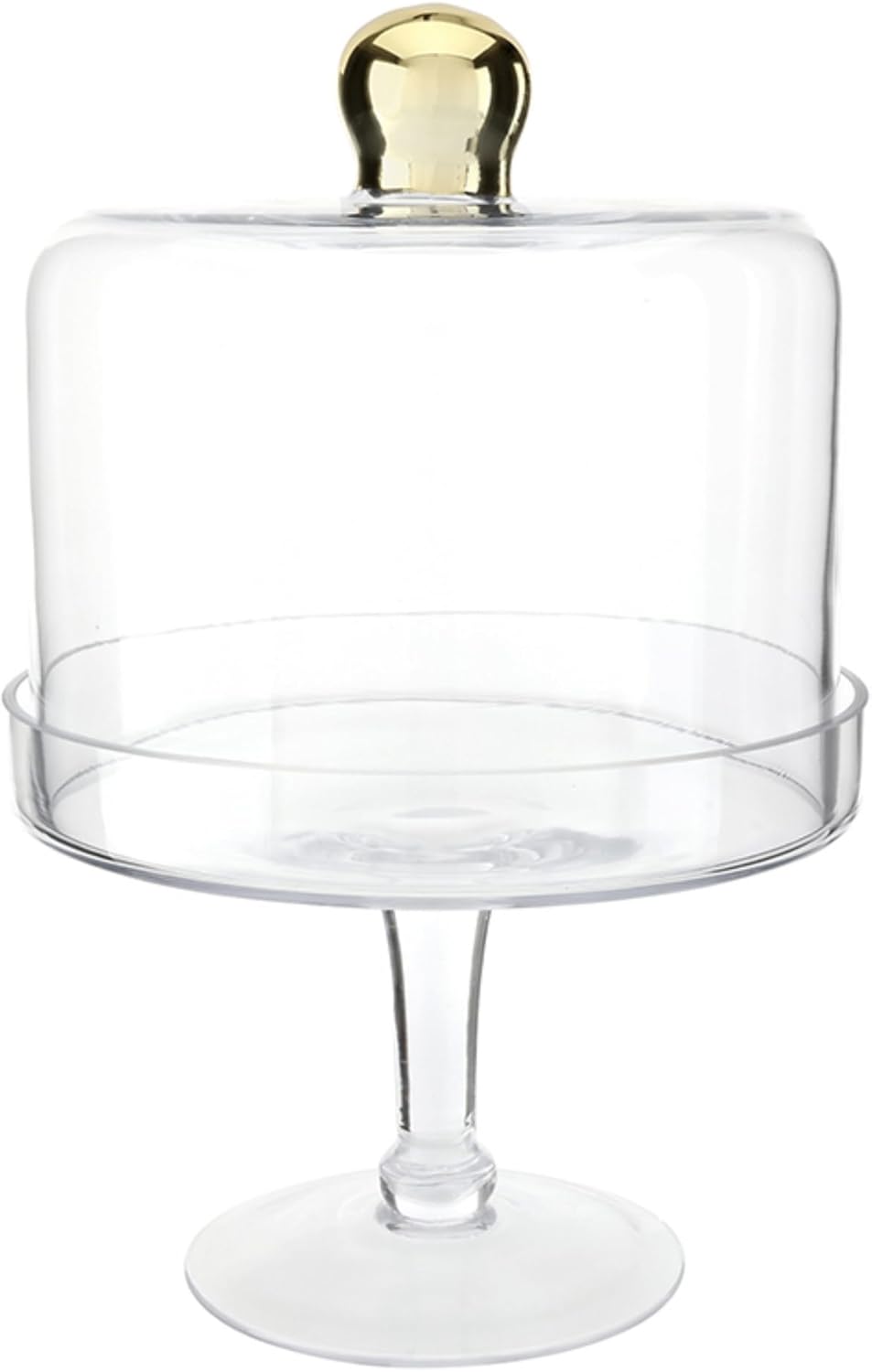 Soporte postre pedestal cristal perilla dorada 11.5x7.75pulg