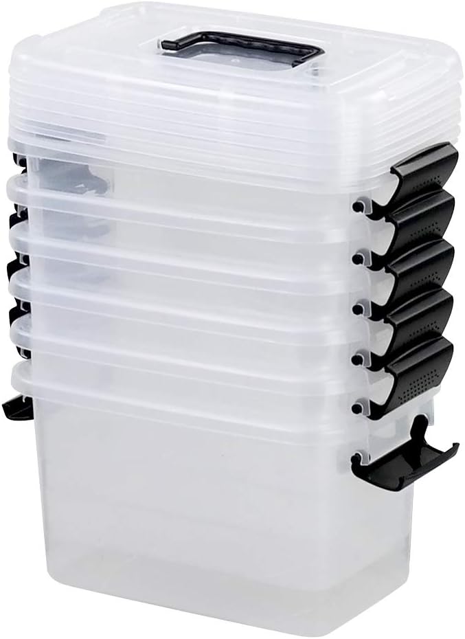 6 Pzas Contenedores Plástico 5.5qt con Tapa y Asa