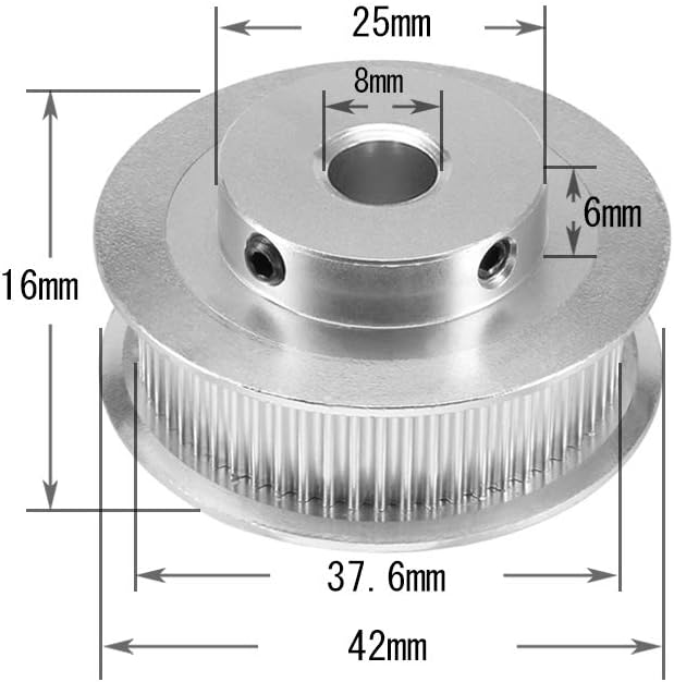 Polea GT2 aluminio para correa 0.236pulg 60 dientes