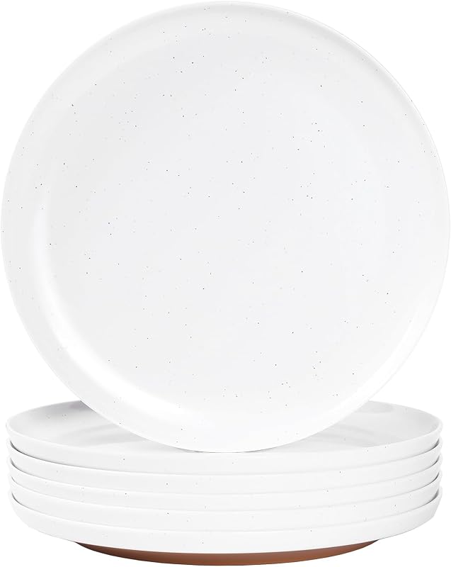 6 Pzas Platos Melamina 10.25pulg Blanco y Marrón