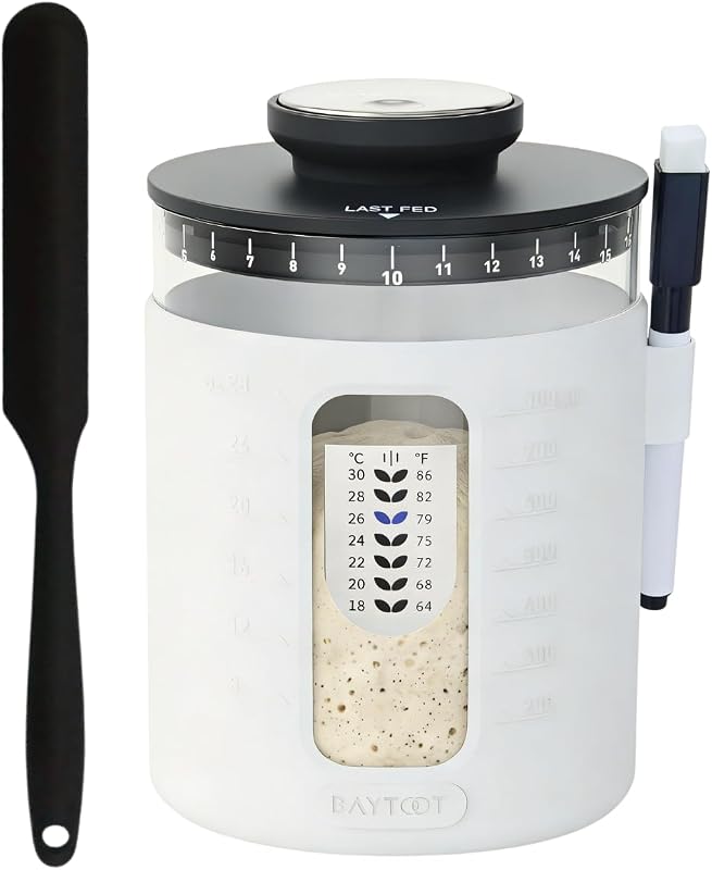 Kit tarro masa madre 33oz vidrio reforzado con tapa y termometro