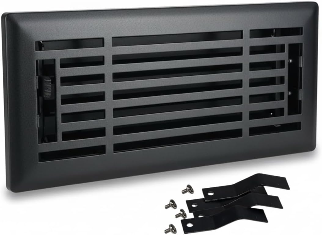 Registro suelo acero negro texturizado 4x10pulg con clips