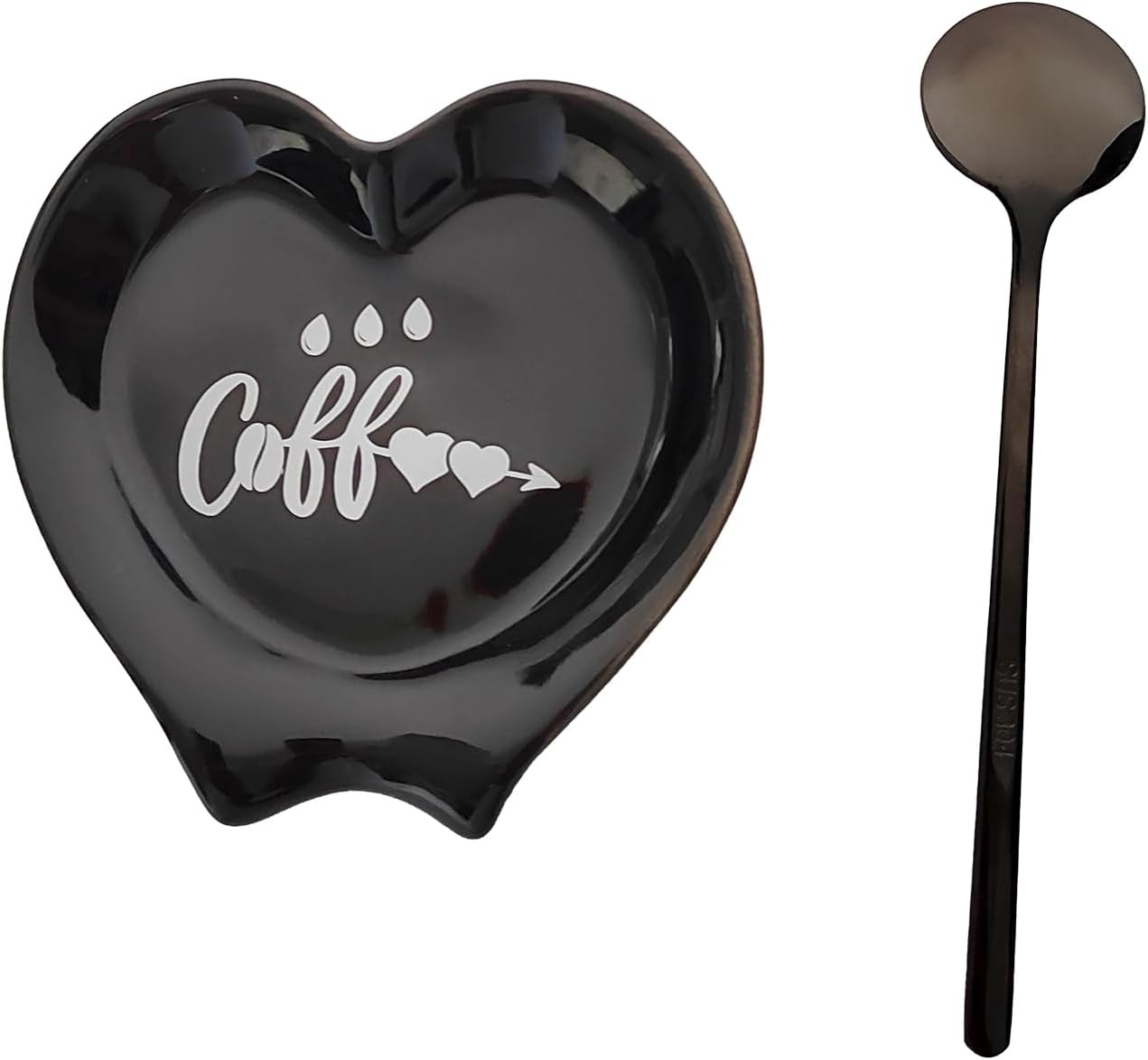 Soporte cuchara café forma corazón cerámica