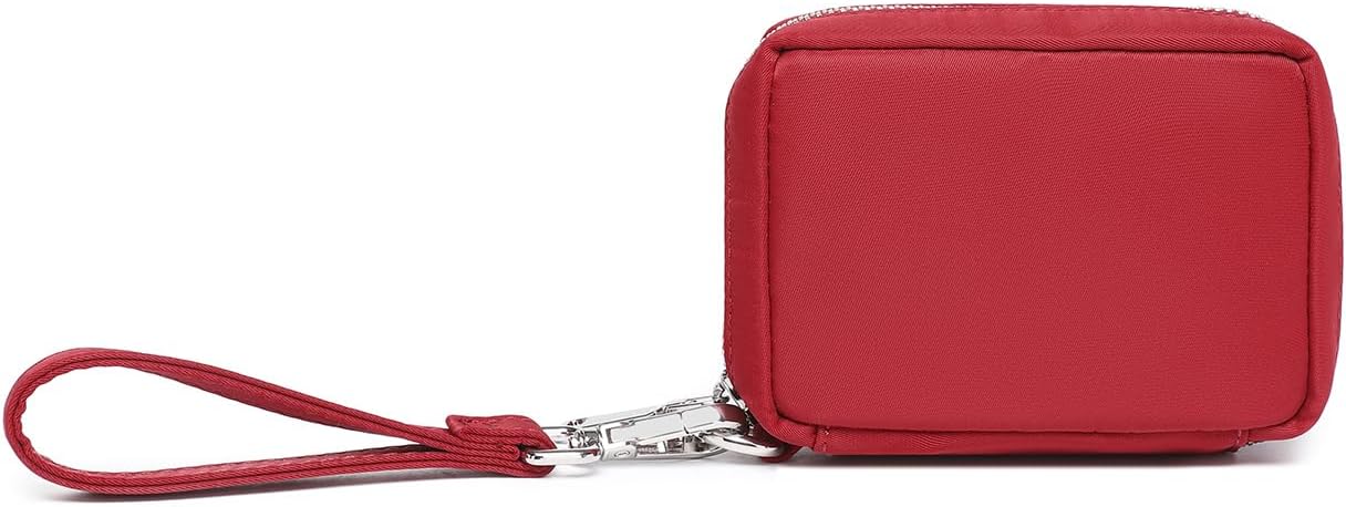 Bolsa cartera mujer con múltiples bolsillos nylon rojo borgoña