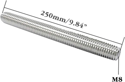 Varilla rosca acero inox M8-1.25 9.843pulg derecha set 1