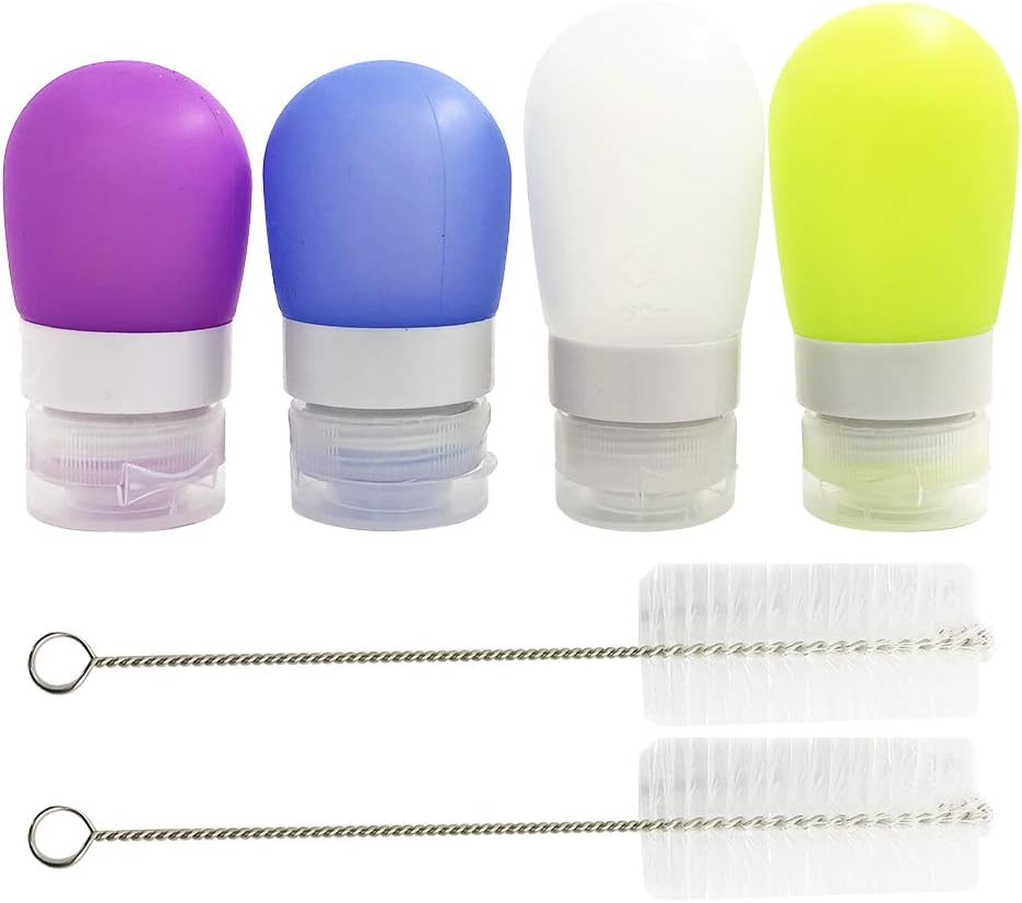 4 Botellas Aderezo Ensalada 1.3-2oz Portátiles con Cepillos
