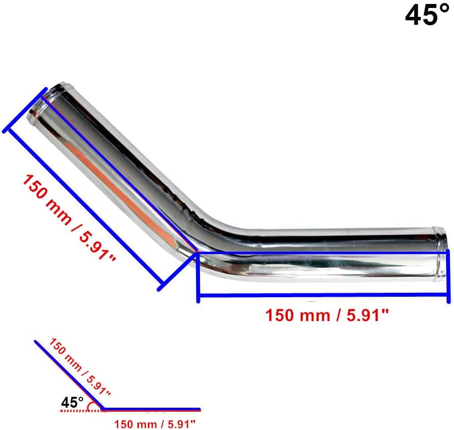 Tubo codo aluminio 4" 45 grados para intercooler 11.81"