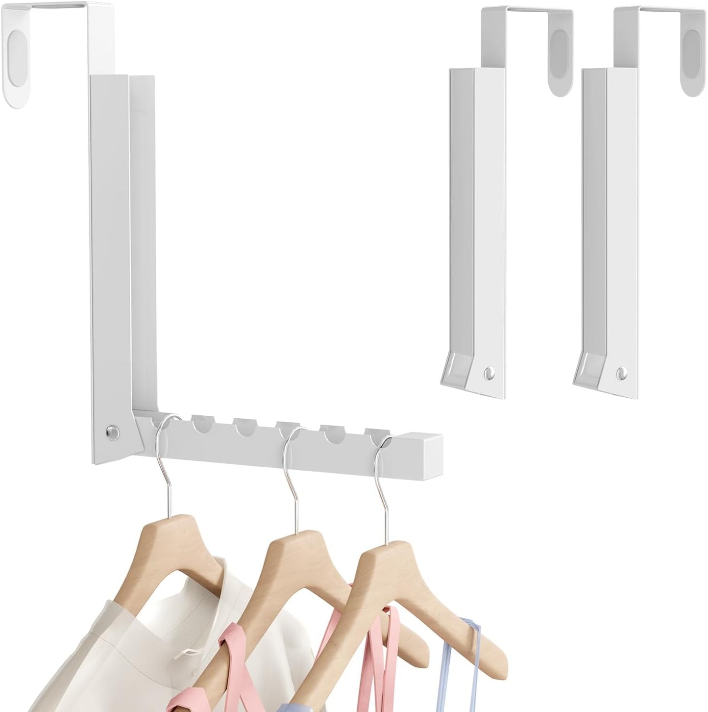 2 Colgadores puerta estante secado plegable blanco