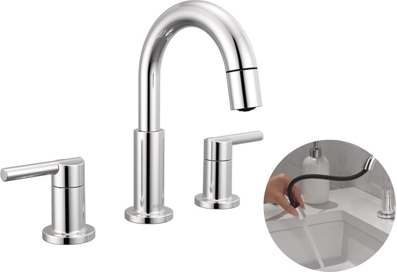 Grifo baño Delta Nicoli cromado 8pulg pulverizador 35749LF