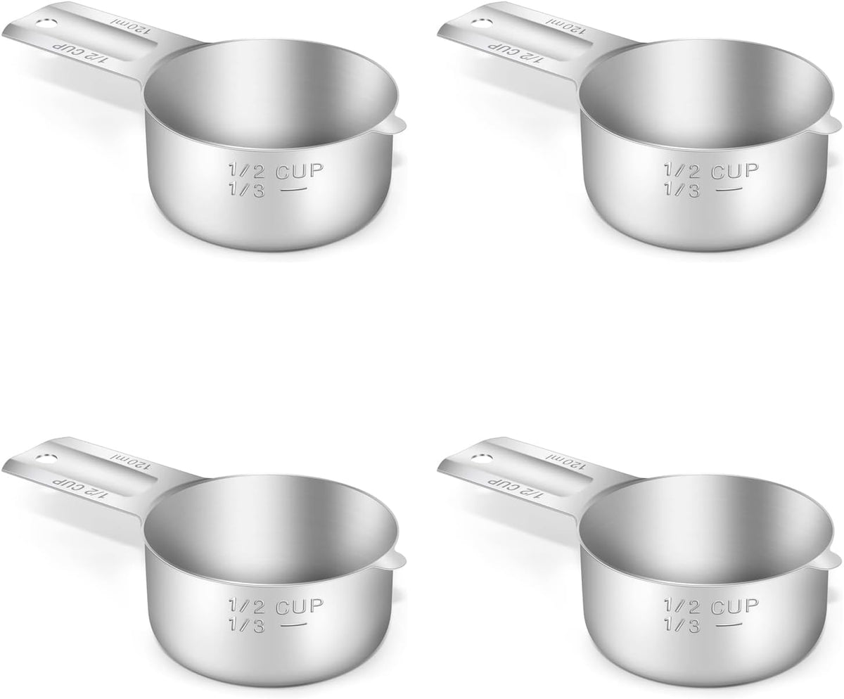 4 Pzas Taza Medidora 120ml Acero Inox Lavavajillas