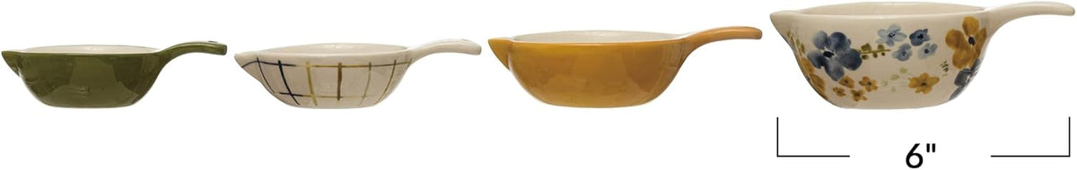 Tazas medición gres pintadas a mano multicolor
