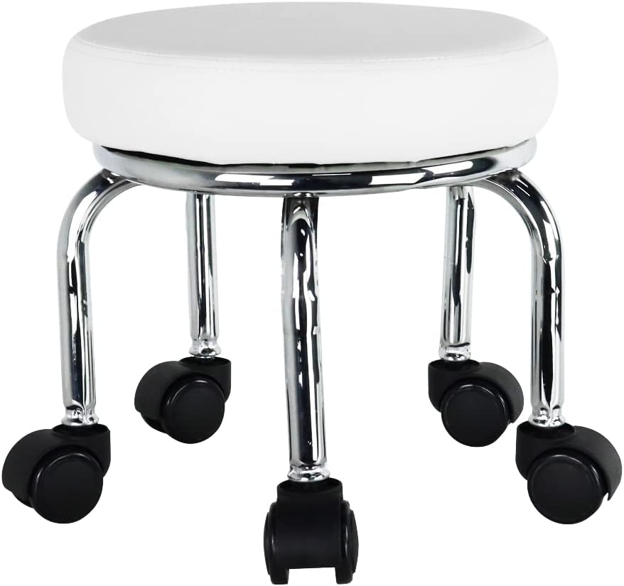 Asiento rodante piel sintética 360 grados ruedas universales