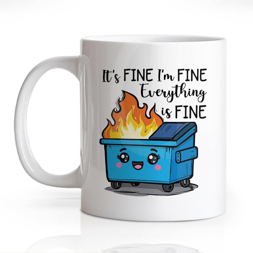 Taza cerámica azul doble cara texto inglés regalo oficina
