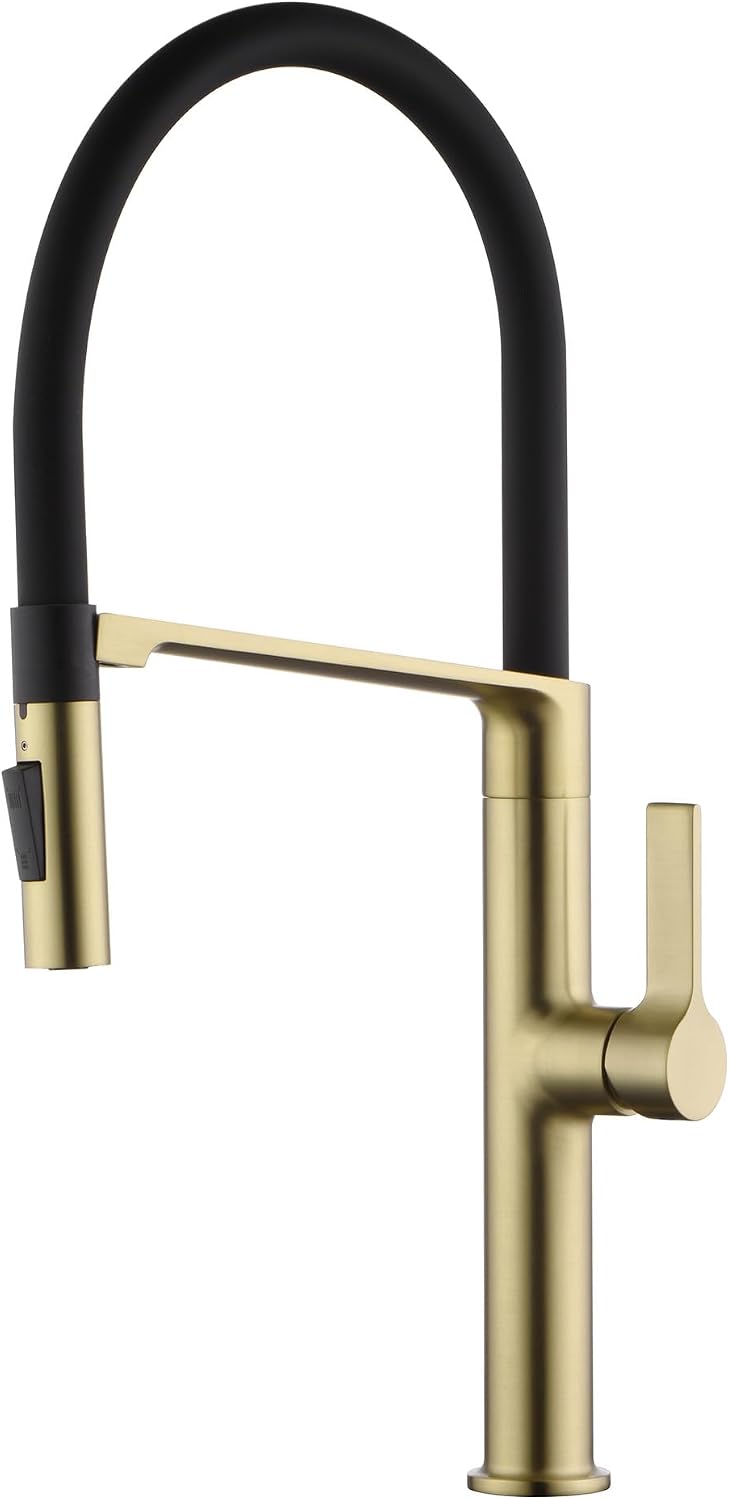 Grifo cocina sin plomo pulverizador extraíble dorado