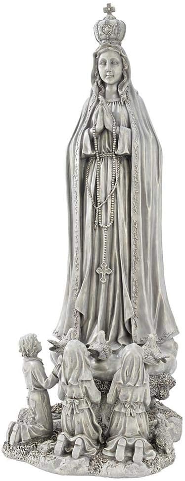 Estatua Nuestra Señora de Fátima jardín 12x14x32pulg resina