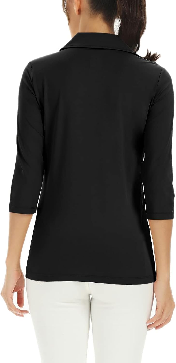 Polo mujer UPF 50 secado rápido manga 3/4 para golf