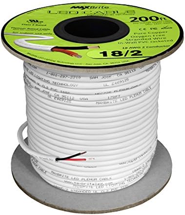 Cable LED 18AWG 200pies 2 conductores funda blanca UL Clase