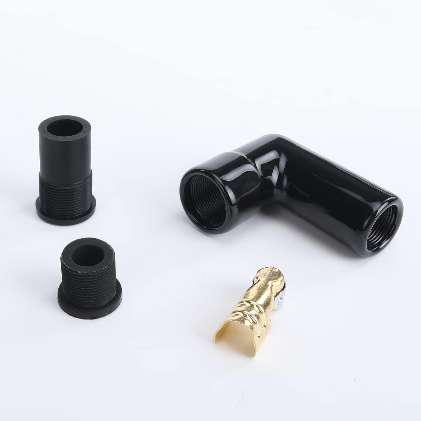 Set botas bujía cerámica negra 90grados comp 8mm