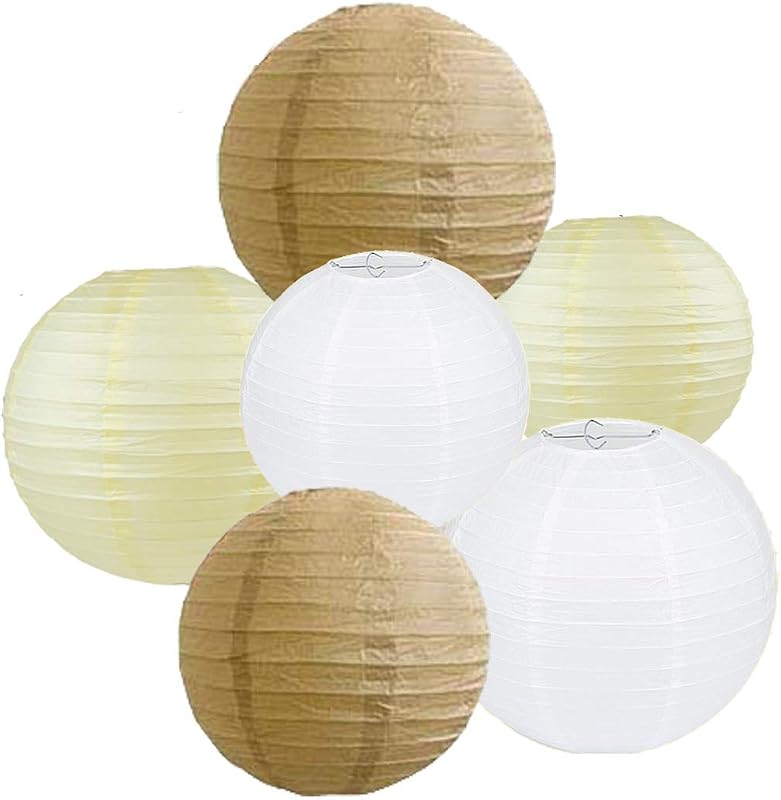 6 Faroles Papel Colgantes Kit Trio Bodas Vintage