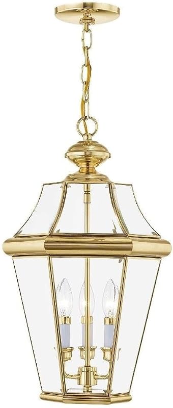 Farol colgante 3 luces exterior latón pulido