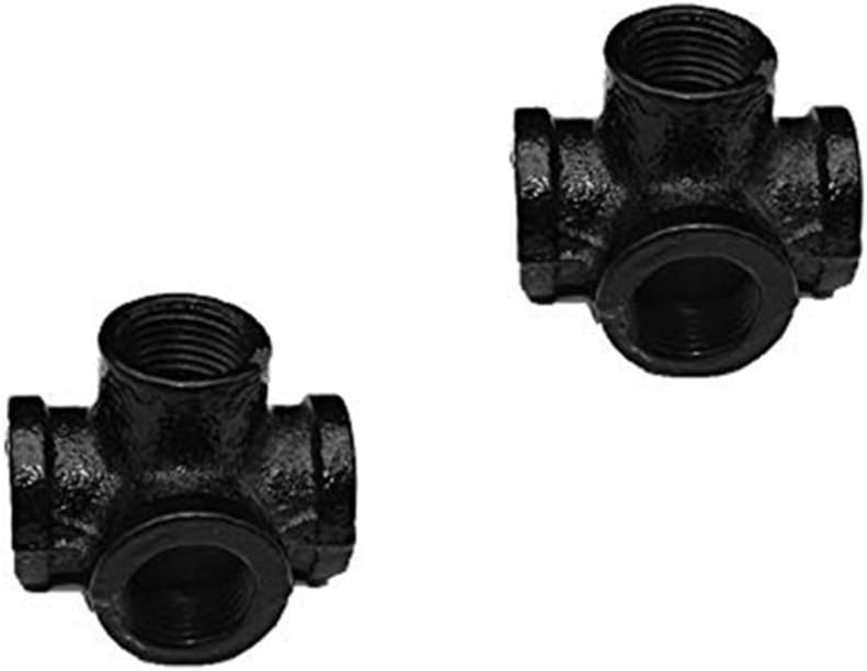 Accesorios tubería hierro 4 vías estantería industrial negro
