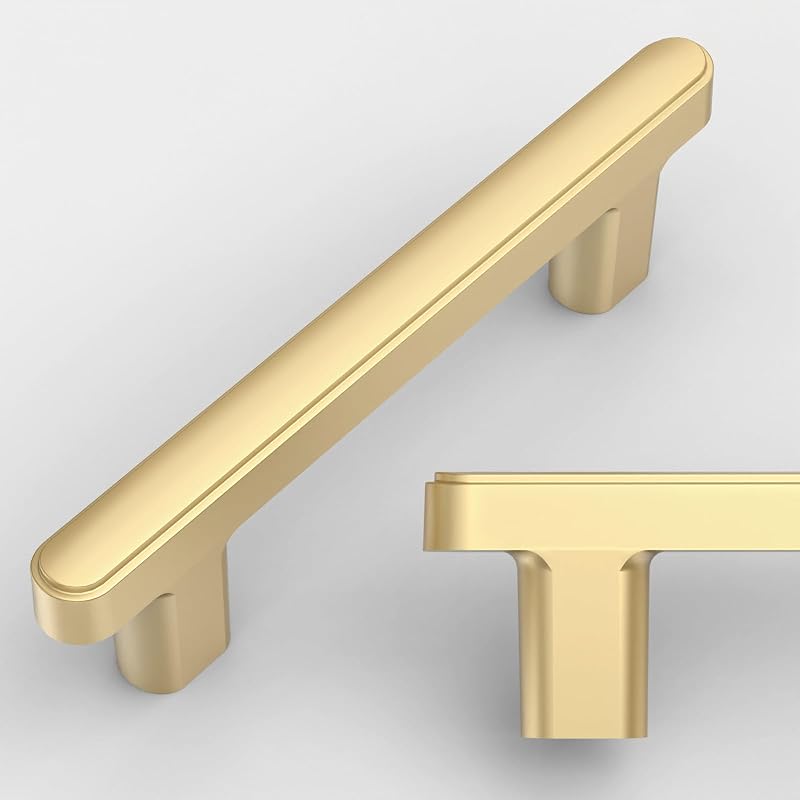 Set 10 Tiradores Oro Cepillado 3" para Cajones Cocina