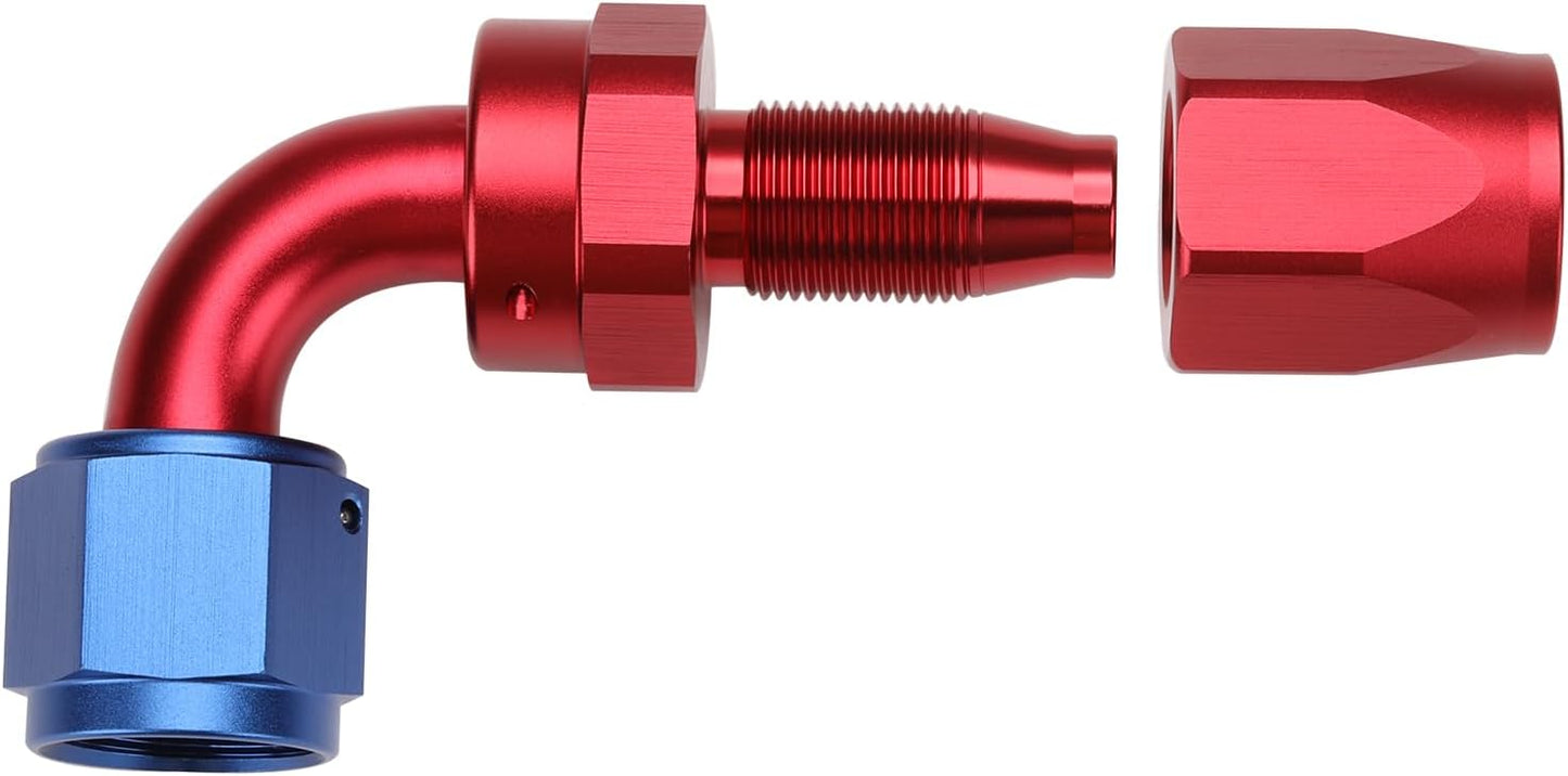Codo 90 grados aluminio para manguera giratorio azul/rojo