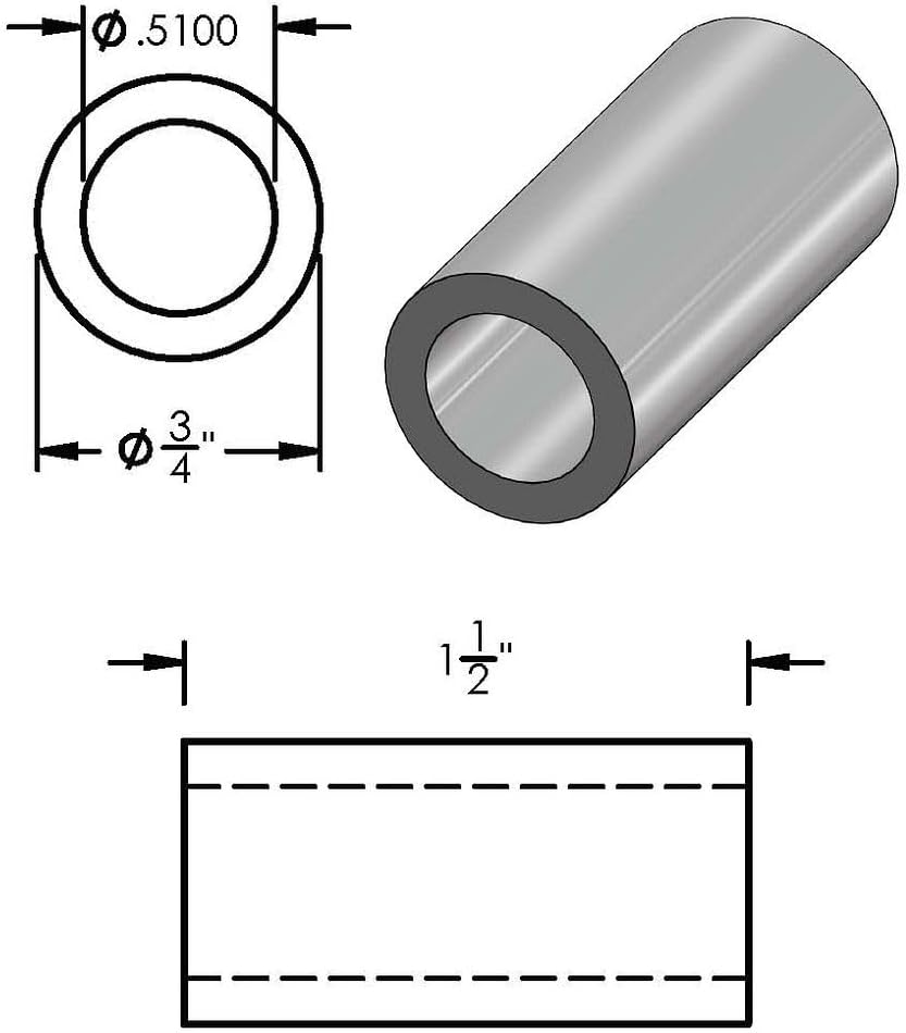 Espaciador acero 3/4x1/2 pulg redondo sin roscar