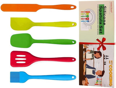 Set 5 espátulas silicona coloridas antiadherente versátil cocina