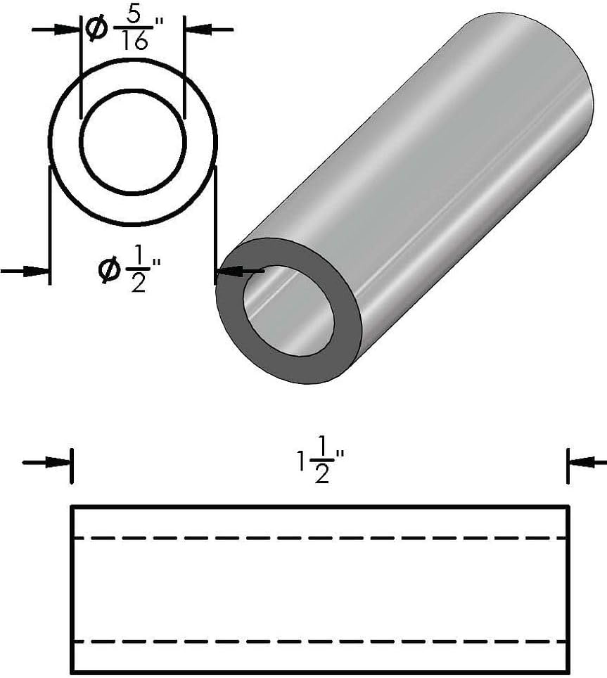 Espaciador acero 1/2x5/16 pulg sin rosca para pernos 5/16